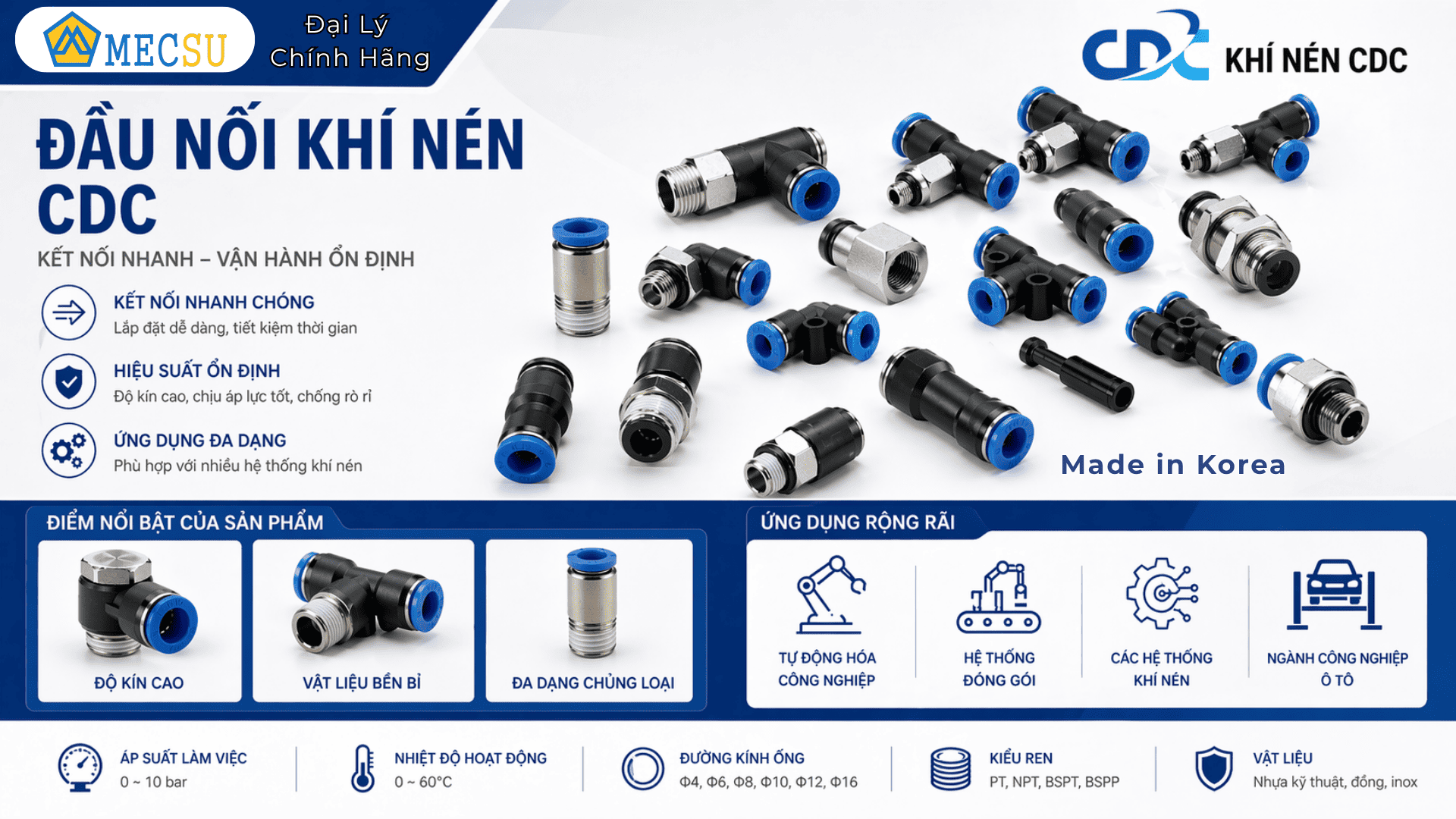 Ưu - Nhược điểm đầu nối khí nén CDC Hàn Quốc